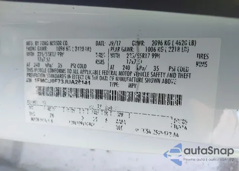 2018 Ford Escape S from USA, damaged, VIN 1FMCU0F73JUA28144